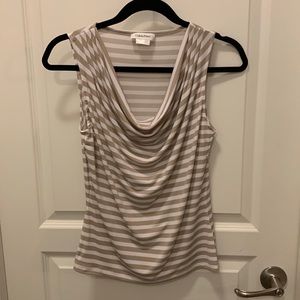 Calvin Klein Cowlneck Tank White/Tan - Small